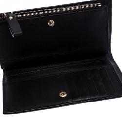 Pre Owned Valentino Black Leather Rockstud Continental Wallet