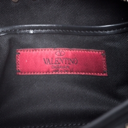Pre Owned Valentino Black Leather Rockstud Camera Crossbody Bag