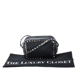 Pre Owned Valentino Black Leather Rockstud Camera Crossbody Bag