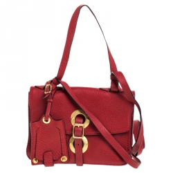 Pre Owned Valentino Red Leather Buckle Flap Shoulder Bag