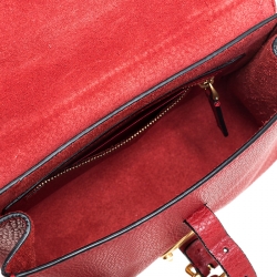 Pre Owned Valentino Red Leather Buckle Flap Shoulder Bag