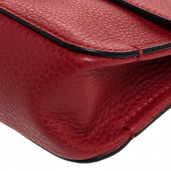 Pre Owned Valentino Red Leather Buckle Flap Shoulder Bag