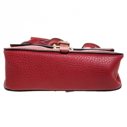 Pre Owned Valentino Red Leather Buckle Flap Shoulder Bag