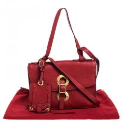 Pre Owned Valentino Red Leather Buckle Flap Shoulder Bag