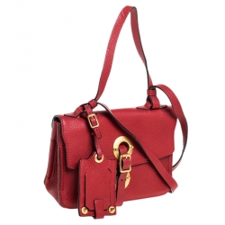 Pre Owned Valentino Red Leather Buckle Flap Shoulder Bag