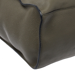 Pre Owned Valentino Dark Green Leather Rockstud Shopper Tote