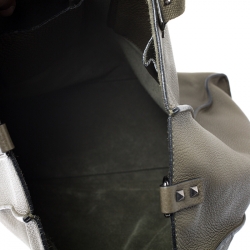 Pre Owned Valentino Dark Green Leather Rockstud Shopper Tote