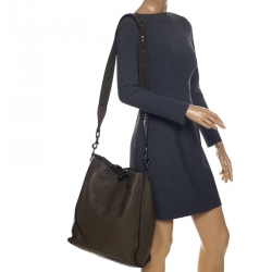 Pre Owned Valentino Dark Green Leather Rockstud Shopper Tote