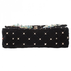 Pre Owned Valentino Black Quilted Velvet Small Butterfly Spike.It Shoulder Bag