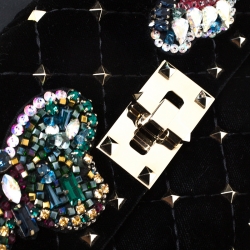 Pre Owned Valentino Black Quilted Velvet Small Butterfly Spike.It Shoulder Bag