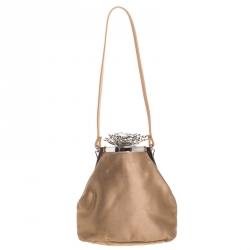 Pre Owned Valentino Brown Satin Beaded Embellished Bag