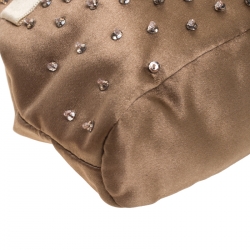Pre Owned Valentino Brown Satin Beaded Embellished Bag