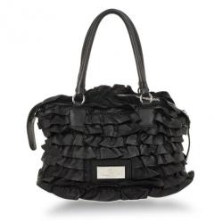 Pre Owned Valentino Black Ruffled Small Satchel