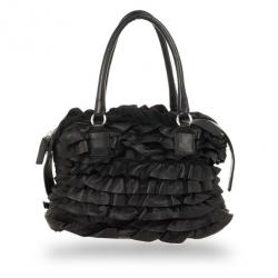 Pre Owned Valentino Black Ruffled Small Satchel