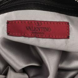 Pre Owned Valentino Black Ruffled Small Satchel