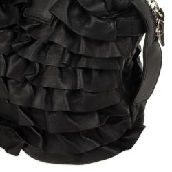 Pre Owned Valentino Black Ruffled Small Satchel