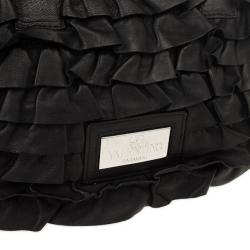 Pre Owned Valentino Black Ruffled Small Satchel