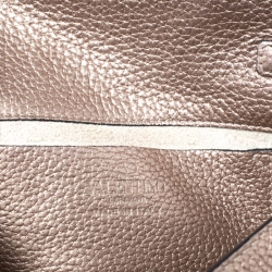 Pre Owned Valentino Metallic Beige Leather Rockstud Chain Clutch Bag