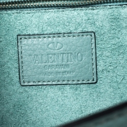 Pre Owned Valentino Pastel Blue Leather Rockstud Medium Glam Lock Flap Bag