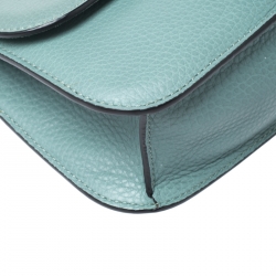 Pre Owned Valentino Pastel Blue Leather Rockstud Medium Glam Lock Flap Bag