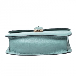 Pre Owned Valentino Pastel Blue Leather Rockstud Medium Glam Lock Flap Bag