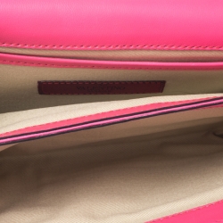 Pre Owned Valentino Neon Pink Leather Va Va Voom Chain Shoulder Bag