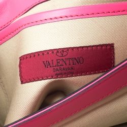 Pre Owned Valentino Neon Pink Leather Va Va Voom Chain Shoulder Bag