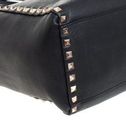 Pre Owned Valentino Black Leather Medium Rockstud Tote