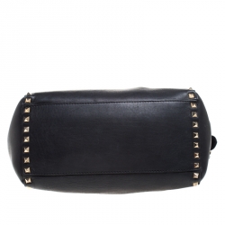 Pre Owned Valentino Black Leather Medium Rockstud Tote