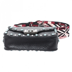 Pre Owned Valentino Black Leather Guitar Rolling Rockstud Shoulder Bag