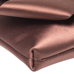 Pre Owned Valentino Brown Satin Bow Clutch