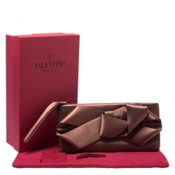 Pre Owned Valentino Brown Satin Bow Clutch