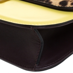 Pre Owned Valentino Multicolor Leather and Fur Rockstud Medium Glam Lock Flap Bag