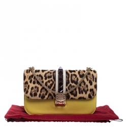 Pre Owned Valentino Multicolor Leather and Fur Rockstud Medium Glam Lock Flap Bag