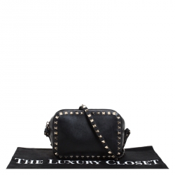 Pre Owned Valentino Black Leather Rockstud Camera Crossbody Bag