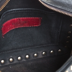 Valentino Black Leather Rockstud Camera Crossbody Bag