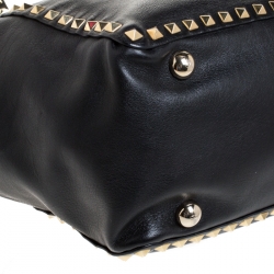 Pre Owned Valentino Black Leather Medium Rockstud Tote
