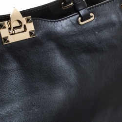 Pre Owned Valentino Black Leather Medium Rockstud Tote