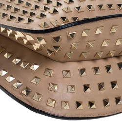 Pre Owned Valentino Beige Leather Studded Rockstud Tote
