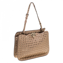 Pre Owned Valentino Beige Leather Studded Rockstud Tote