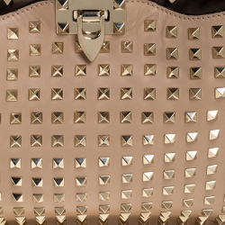 Pre Owned Valentino Beige Leather Studded Rockstud Tote