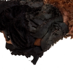 Pre Owned Valentino Black/Brown Floral Applique Satin Butterfly Clutch Bag