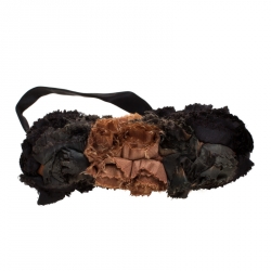 Pre Owned Valentino Black/Brown Floral Applique Satin Butterfly Clutch Bag