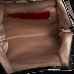 Pre Owned Valentino Black/Brown Floral Applique Satin Butterfly Clutch Bag