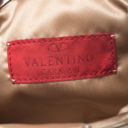 Pre Owned Valentino Cream Satin Crystal Embellished Chain Clutch