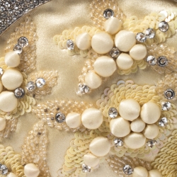 Pre Owned Valentino Cream Satin Crystal Embellished Chain Clutch