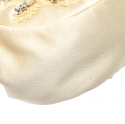Pre Owned Valentino Cream Satin Crystal Embellished Chain Clutch