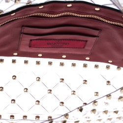 Pre Owned Valentino Clear PVC Medium Rockstud Spike Chain Shoulder Bag