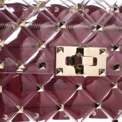 Pre Owned Valentino Clear PVC Medium Rockstud Spike Chain Shoulder Bag