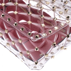 Pre Owned Valentino Clear PVC Medium Rockstud Spike Chain Shoulder Bag